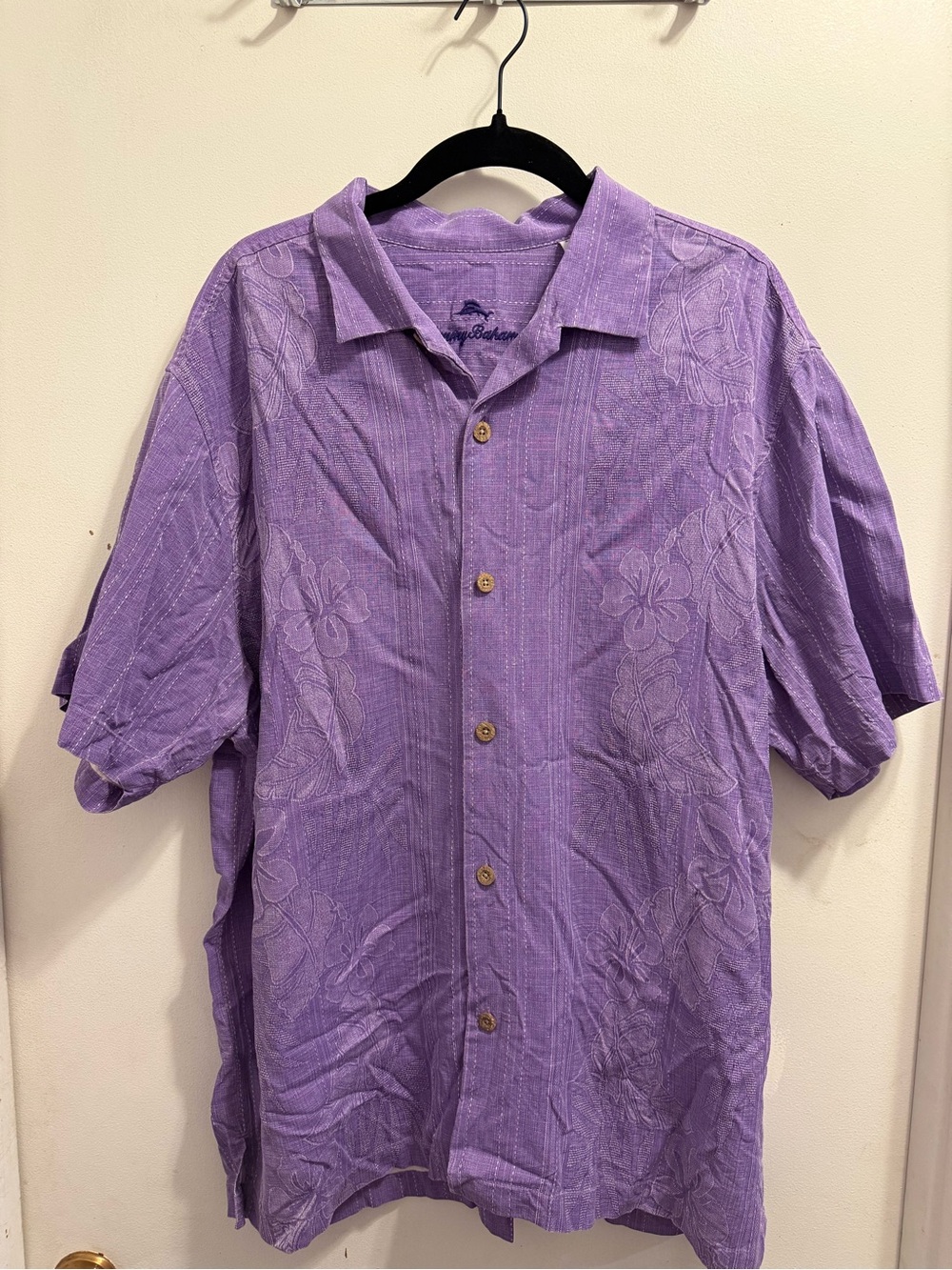 Tommy Bahama Lavender Purple Floral Short-Sleeve Button-Up Shirt